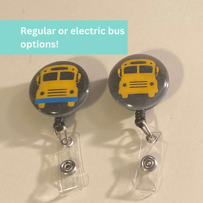 School Bus Beaded Badge Reel