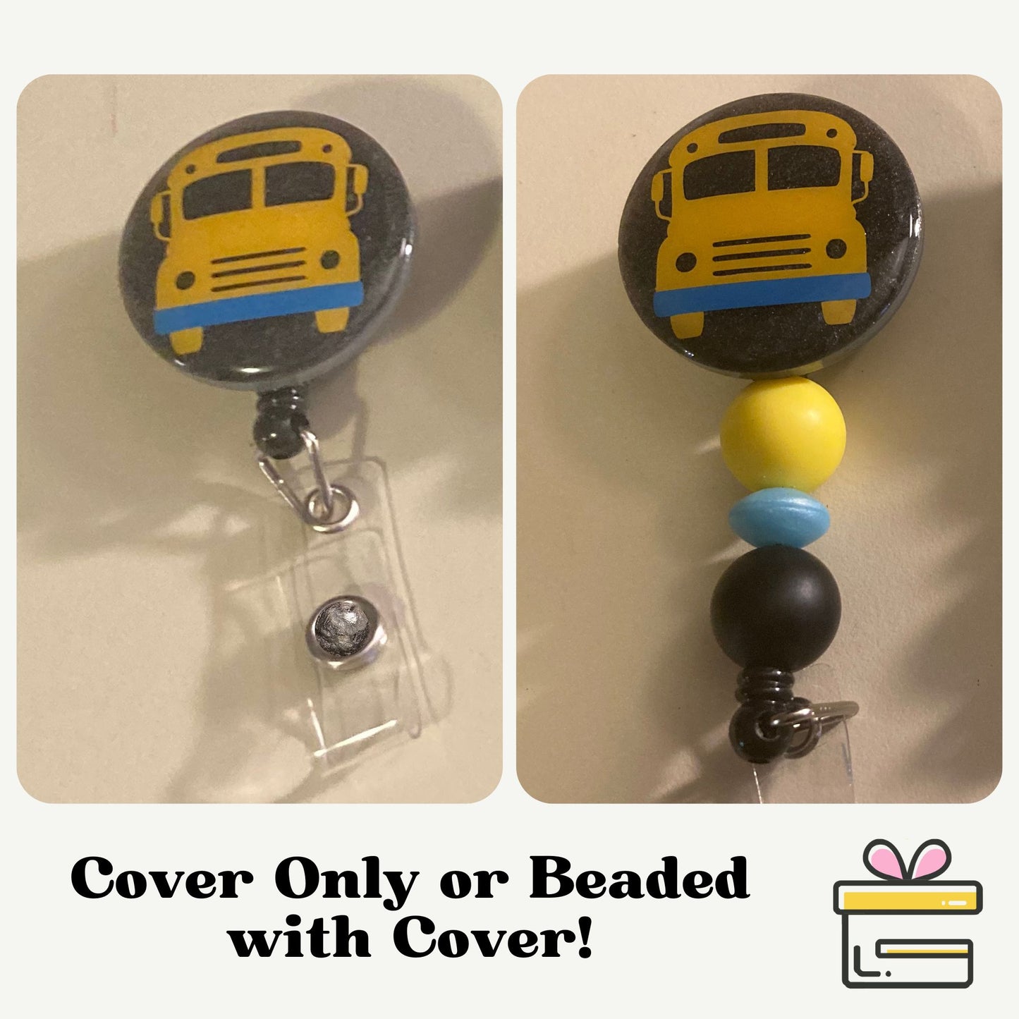 School Bus Beaded Badge Reel