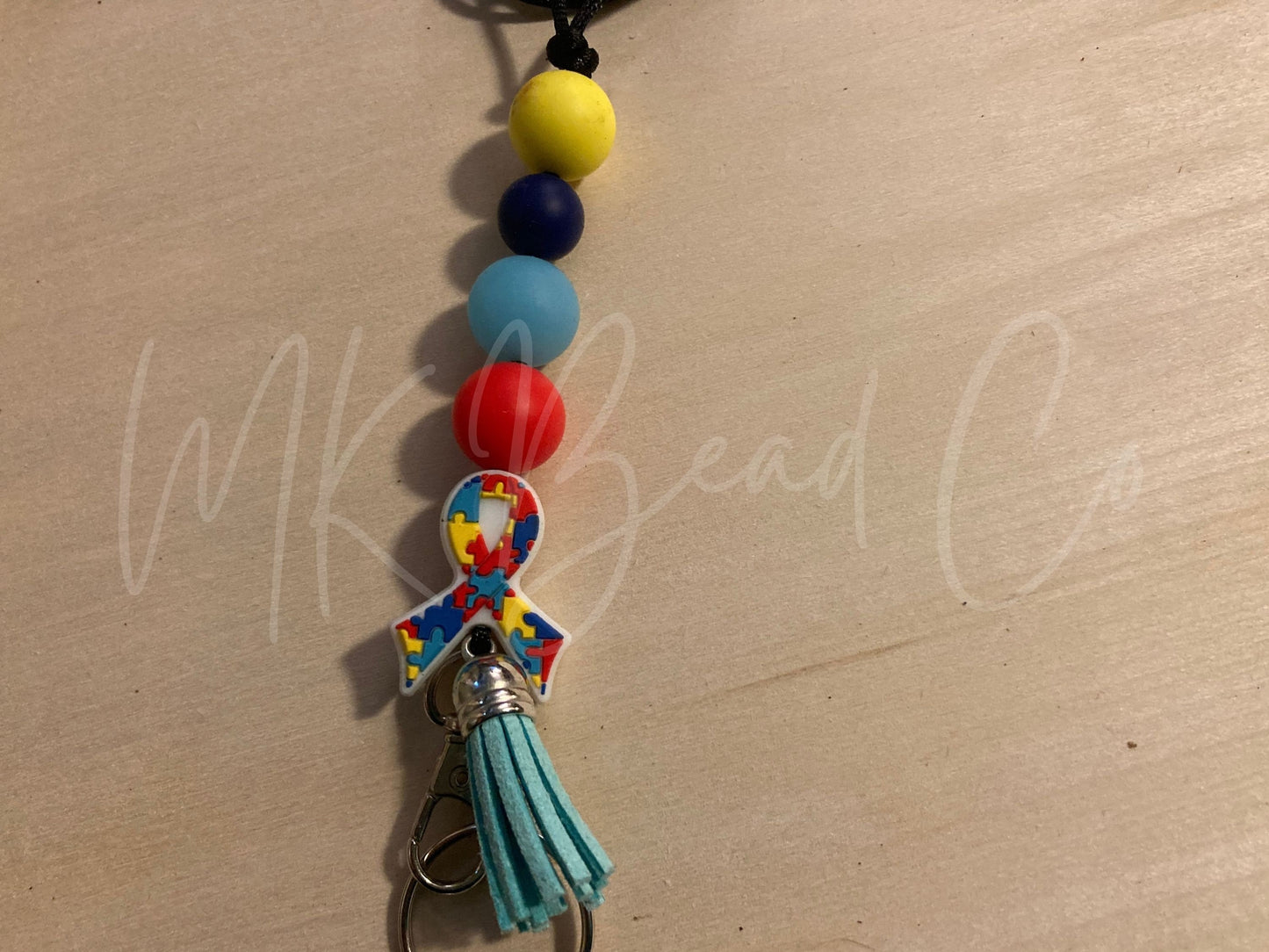 Autism Awareness Ribbon Lanyard | Keychain | Breakaway Clasp | Teacher Lanyard Beaded | Badge Holder | Personalized | Custom Order