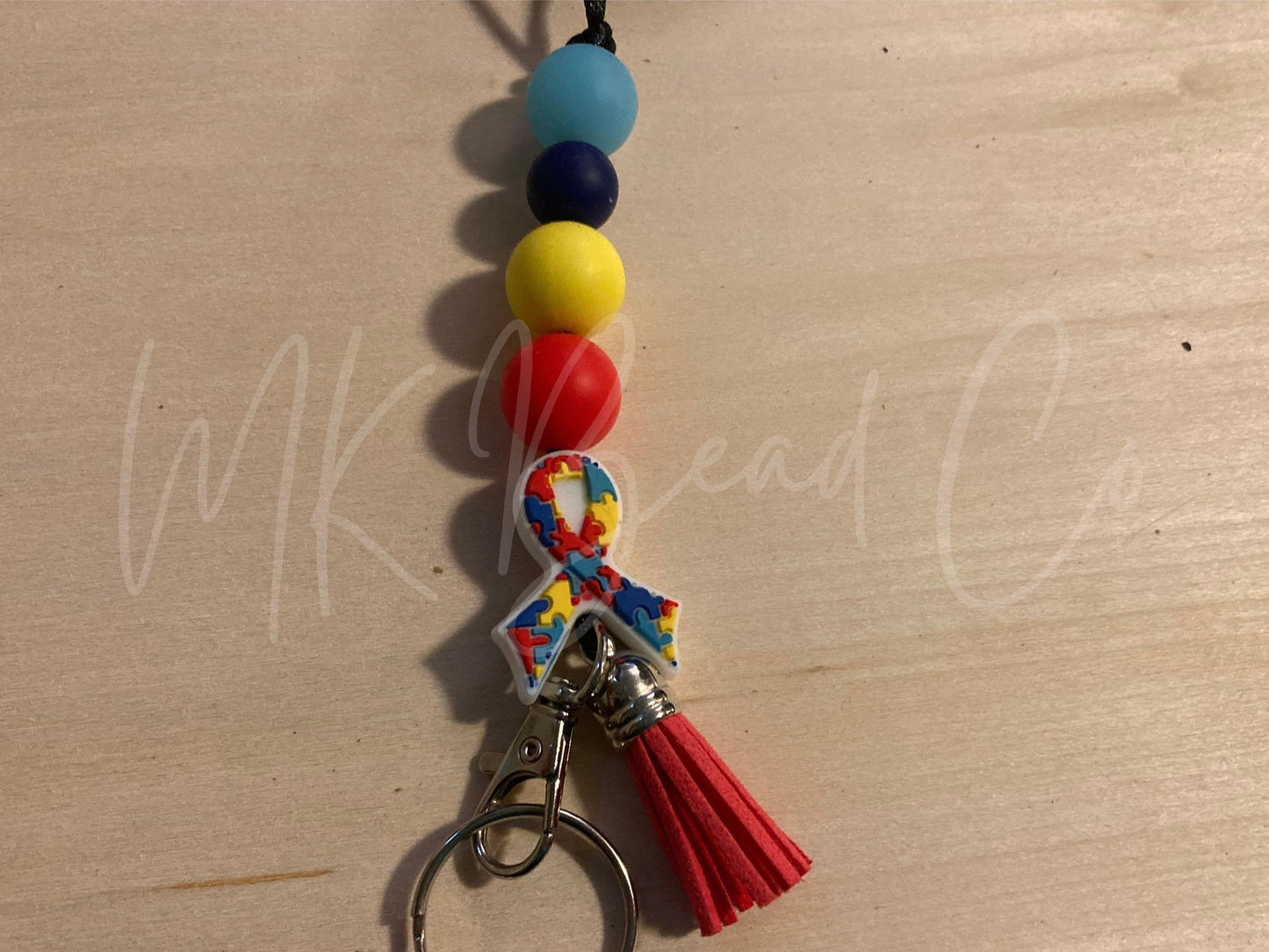 Autism Awareness Ribbon Lanyard | Keychain | Breakaway Clasp | Teacher Lanyard Beaded | Badge Holder | Personalized | Custom Order