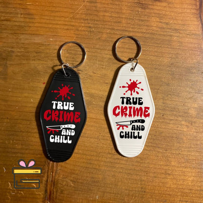 True Crime Motel Keychains | Hotel Style Key chain | Halloween | True Crime Addict | Spooky Season | Fall | Horror Movies | Chill | Retro