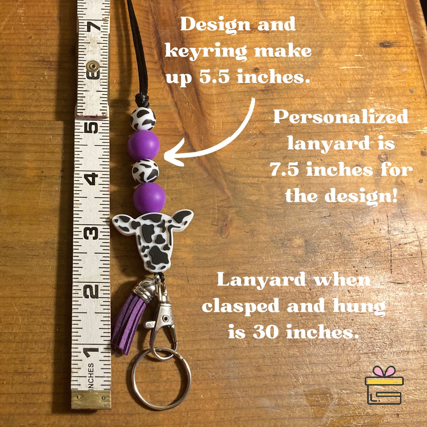 Cow Lanyard | Teacher Lanyard Beaded | Custom Gift for Teacher | Badge Holder | Keychain | Personalized Cow Beaded Lanyard | Western Lanyard