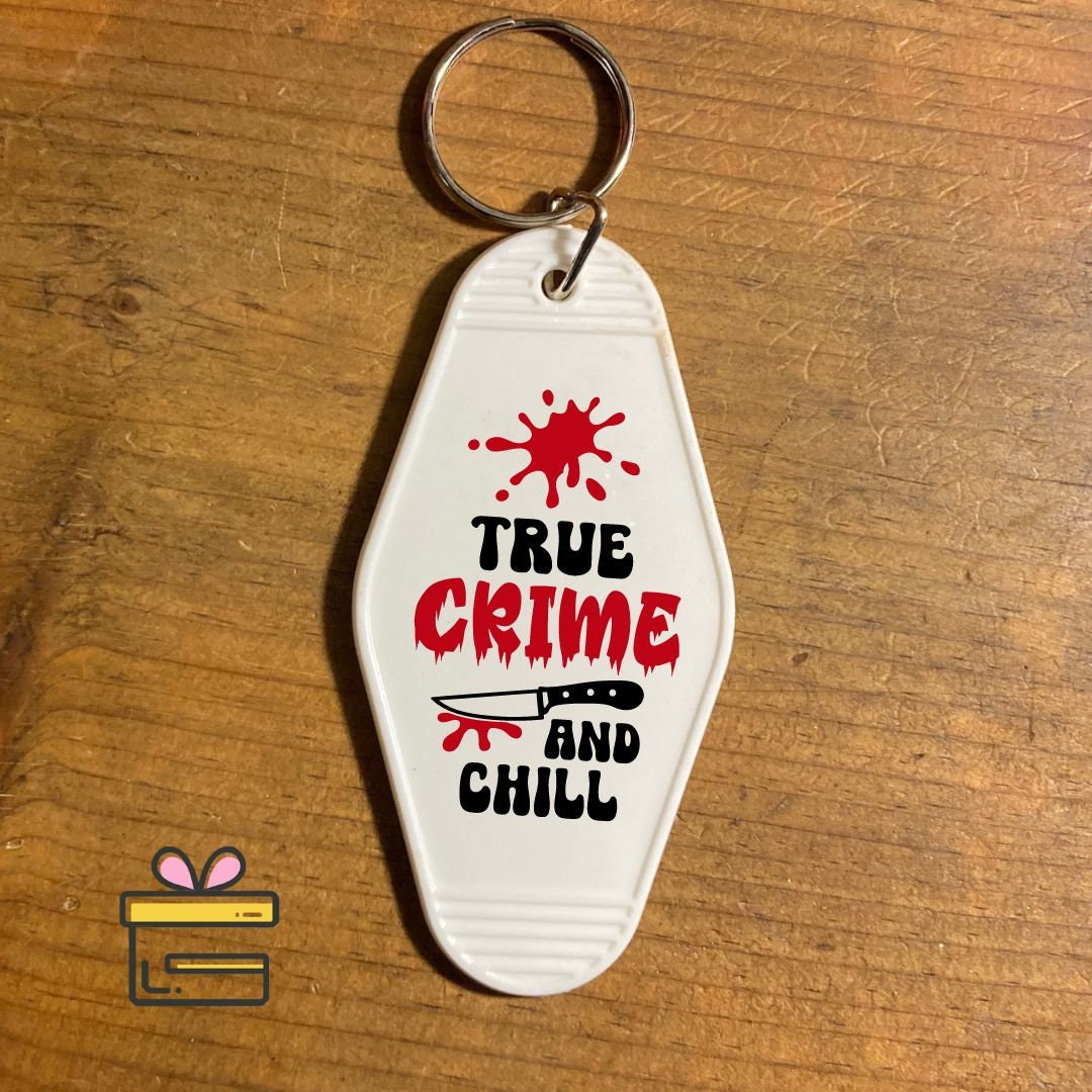 True Crime Motel Keychains | Hotel Style Key chain | Halloween | True Crime Addict | Spooky Season | Fall | Horror Movies | Chill | Retro