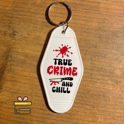 True Crime Motel Keychains | Hotel Style Key chain | Halloween | True Crime Addict | Spooky Season | Fall | Horror Movies | Chill | Retro