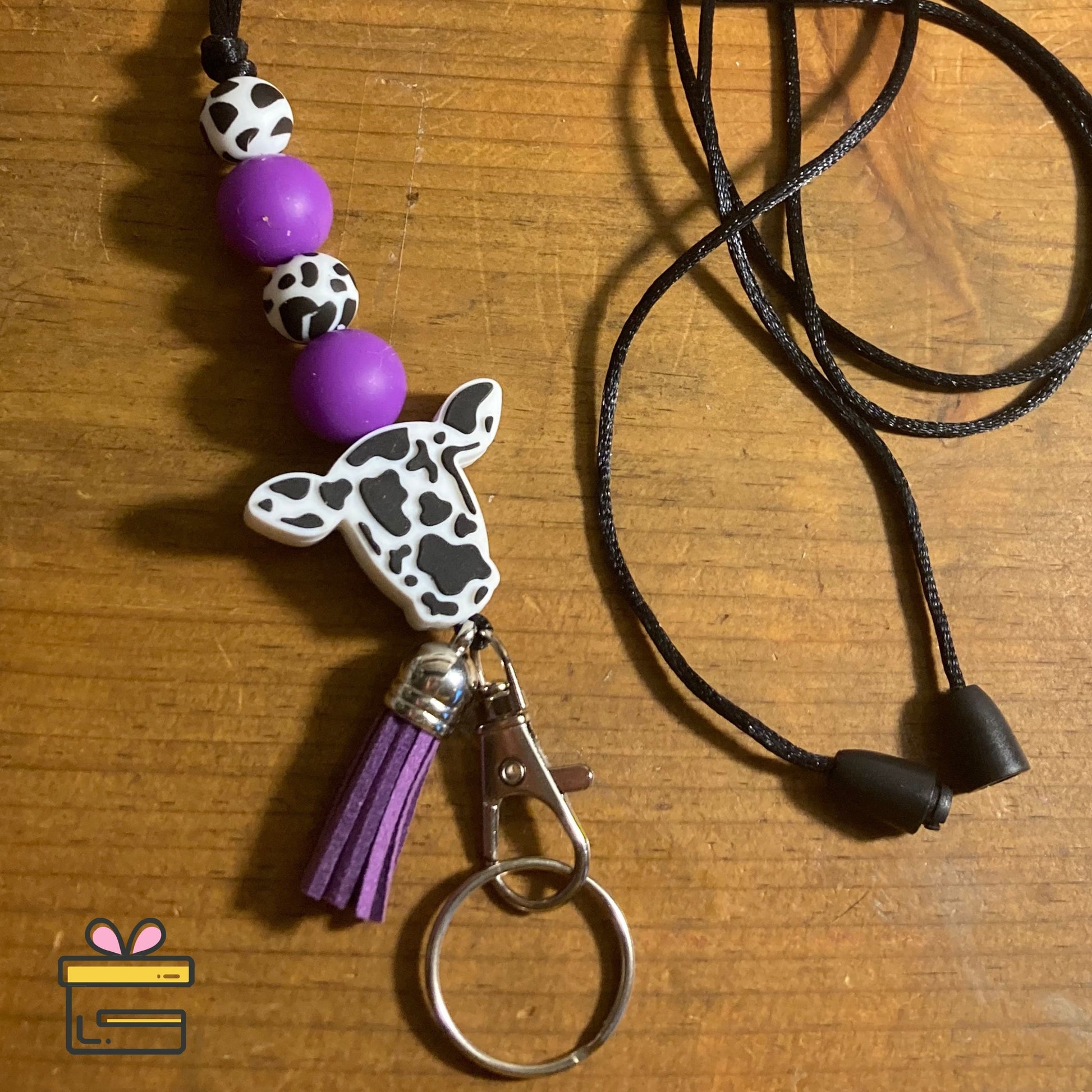 Cow Lanyard | Teacher Lanyard Beaded | Custom Gift for Teacher | Badge Holder | Keychain | Personalized Cow Beaded Lanyard | Western Lanyard